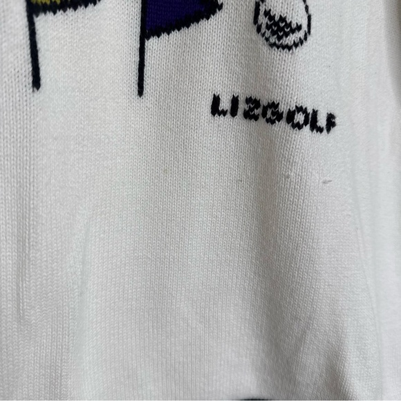 Liz Claiborne Sport Cotton Golf Novelty Print Collegiate Preppy Sweater Large - Picture 4 of 10